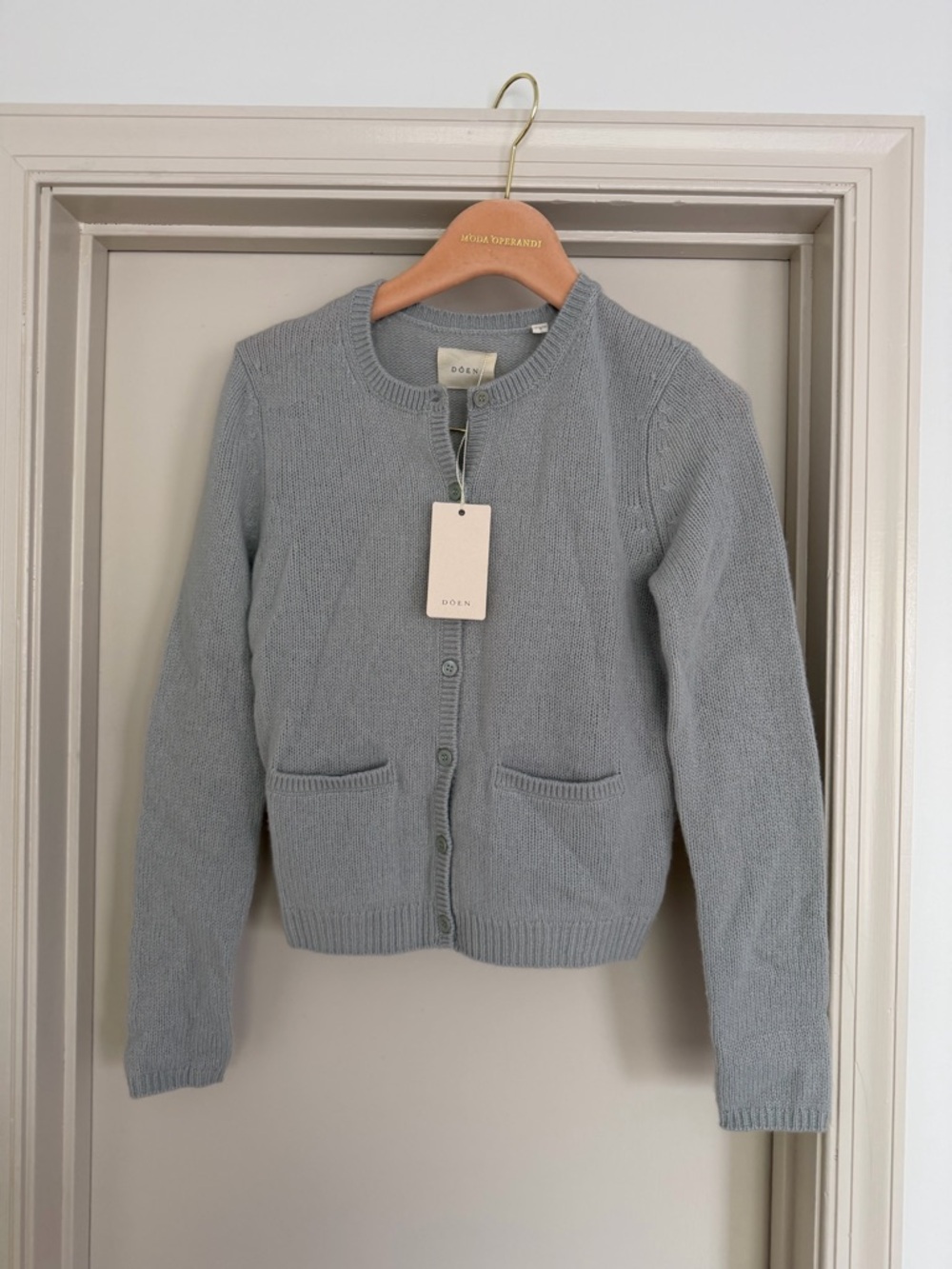 DoenThea Cashmere Cardigan Eucalyptus NWT NEW Small 100% Cashmere Button Front